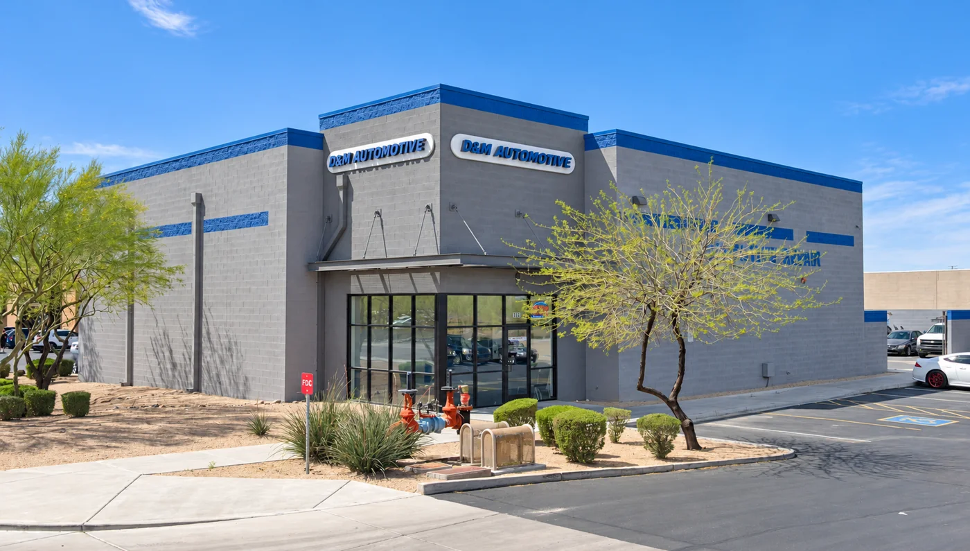 D&M Automotive shop exterior in North Phoenix
